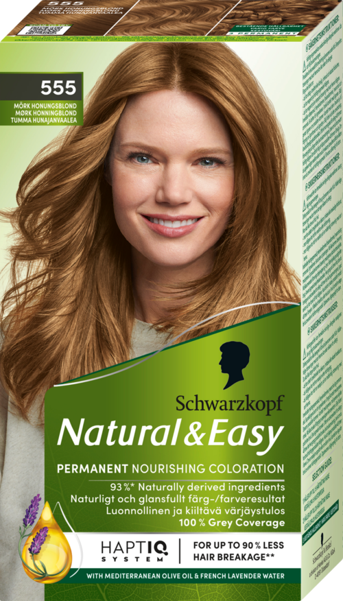 Verpakking van Schwarzkopf haarkleuring met een lachende vrouw en lang rood haar.