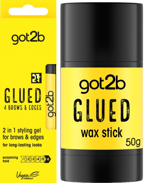 Geeltstick van lijmwax voor wenkbrauwen, 50g, met 2-in-1 stylinggel en vegan formule.