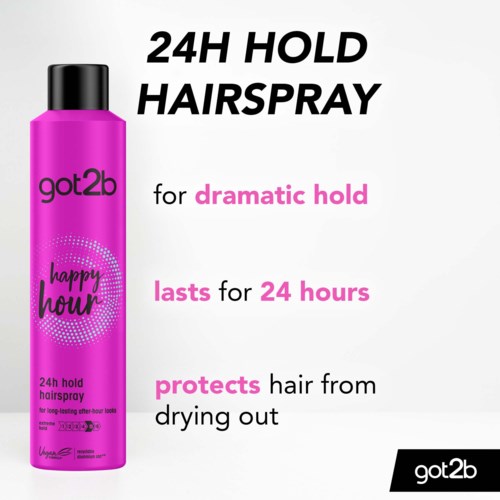 Roze haarsprayfles met 24 uur houdbaarheid, beschermt haar, voor dramatische of langdurige stijlen.