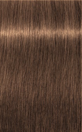 A close-up of smooth, brown, shiny hair with a visible shiny streak running through it.