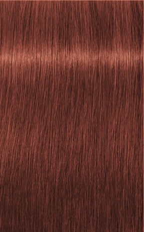 A close-up of shiny, straight, reddish-brown hair.