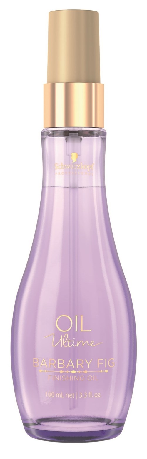 Violetti, käyrä pullo kulttipäällyksellä, merkitty öljyseerumiksi with viikunantuoksu.