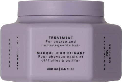 Eine Haarmaske für raues und schwieriges Haar, mit Details zu Größe und Marke, für Haarbehandlung.