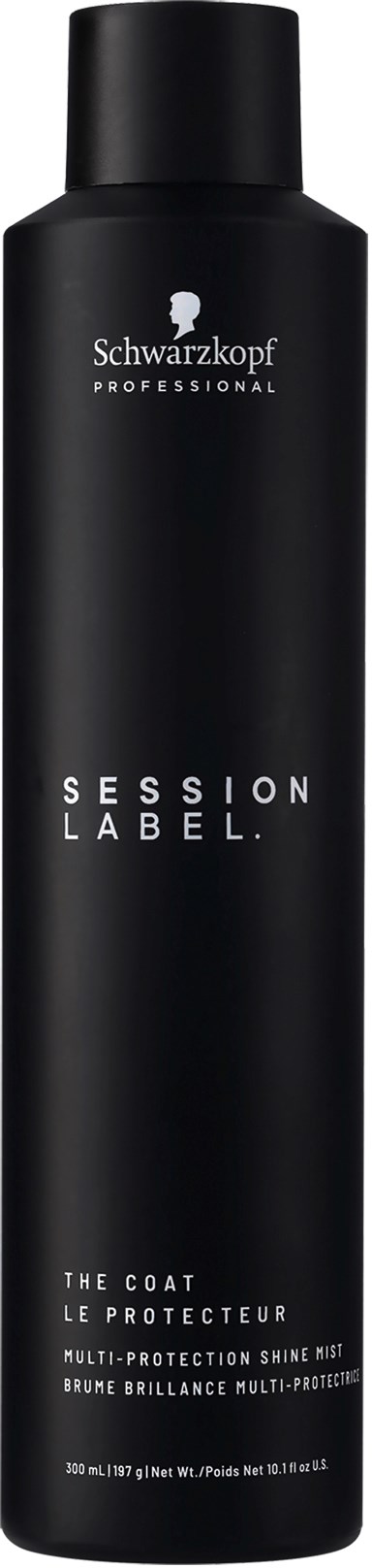 Eine schwarze Flasche mit weißen Text für Schwarzkopf Professional Session Label, The Coarse, ein Glanzschutzspray.