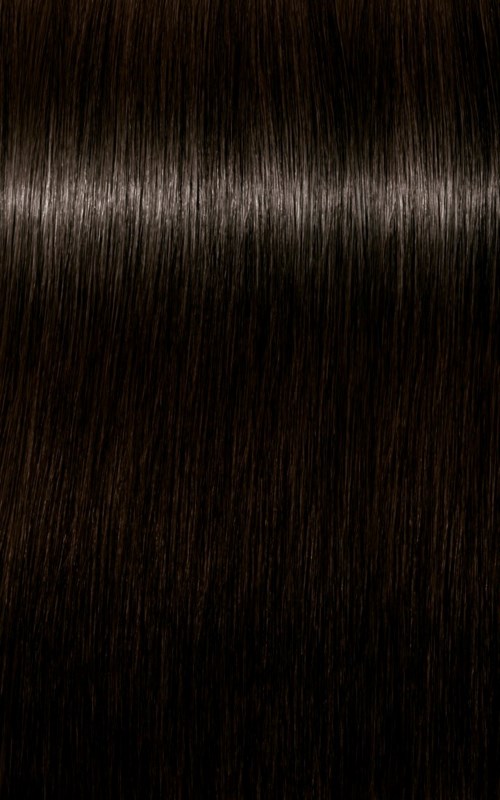 Glänzendes braunes Haar mit glatter, gerader Textur, reflektiert Licht gleichmäßig.