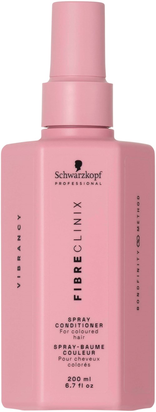 Rote Sprayflasche mit Schwarzkopf Fiberclinix für gefärbtes Haar, 200 ml, mit Pumpspray.