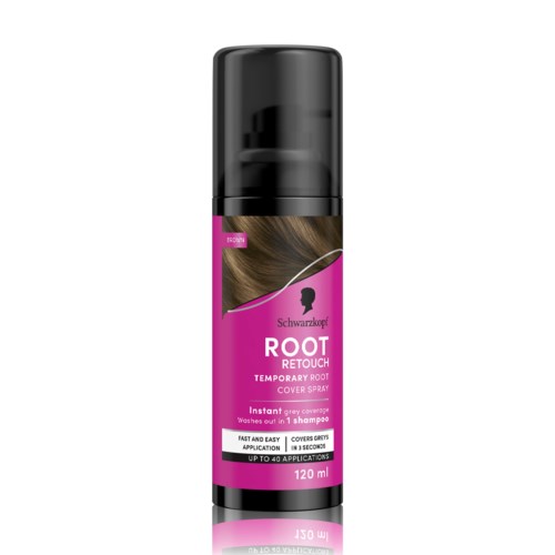Sprayfles met roze en zwarte label voor grijs haar, snelle toepassing, tot 40 keer.