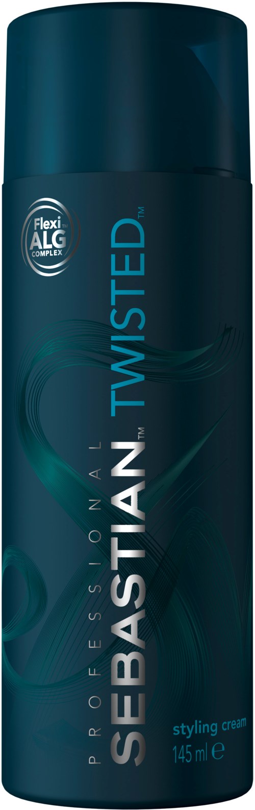 En mörkblå aerosolburk av Sebastian Twisted stylingkräm med lock, märkt som professionell hårprodukt.