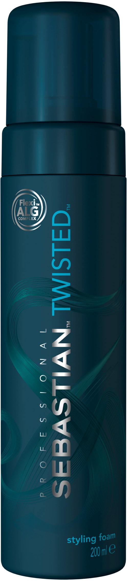 En blå burk med Sebastian Professional Twisted stylingskum med lock, märket och produktinformation på etiketten.