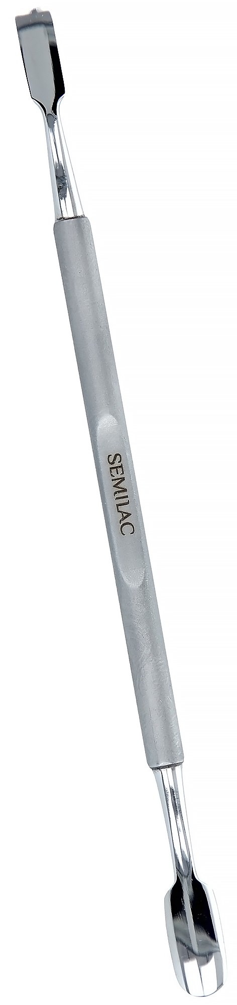 Et metallverktøy med et håndtak merket "SEMIAC," med flate ender som bøyer innover, sannsyneligvis brukt til å røre eller blande.