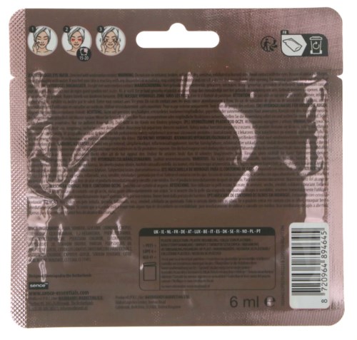 Die Verpackung zeigt Anleitungen zum Frisieren mit drei Illustrationen oben und enthält 6 ml Haarprodukt.