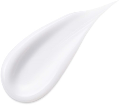 Ein Klecks weiße Creme mit glatter, weicher Textur in Tränenform.
