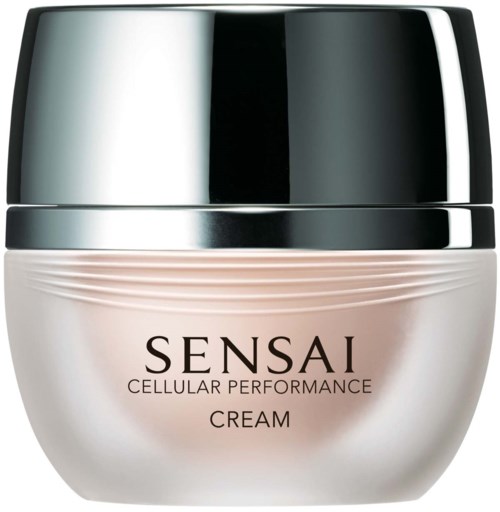 Een pot Sensai Cellular Performance Crème met een glanzende zilveren deksel en lichte body.