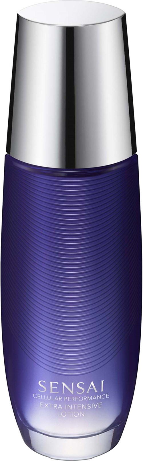Eine blaue Flasche mit silberner Kappe, gekennzeichnet SENSÄ, scheint ein Hautpflege- oder Kosmetikprodukt zu sein.