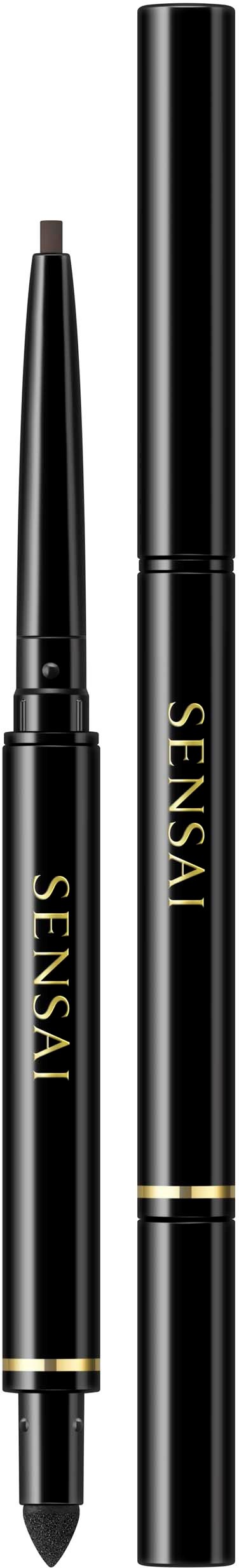 Zwei schwarze Make-up-Stifte mit goldenen Akzenten, einer klein und einer lang, beschriftet 'SENSAI'.