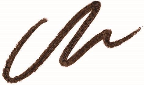 Eine dunkelbraune, dicke, pinselartige Unterschrift oder Handschriftzeichen mit fließenden Kurven.