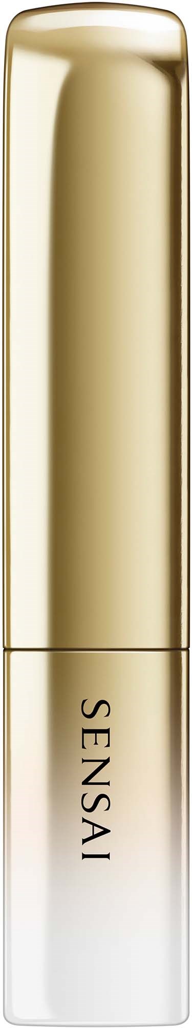 Eine lange, goldene und weiße Tubenverpackung mit der Aufschrift Sensai, wahrscheinlich ein Kosmetik- oder Hautpflegeprodukt.