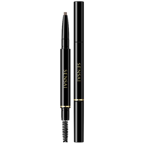 Zwei schwarze Makeup-Stifte, einer mit drehbarer Spitze und einer mit Spoolie-Bürste, mit der Beschriftung 'SENSASI'.