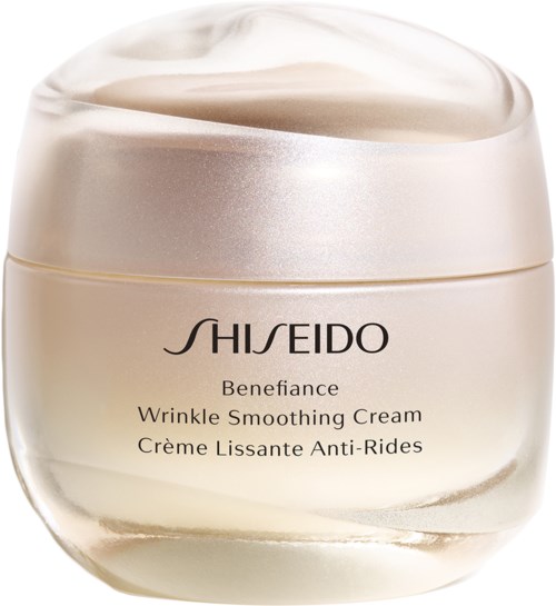 Shiseido Benefiance Anti-Falten-Glättende Creme in einem Tiegel mit sichtbarer Creme oben.