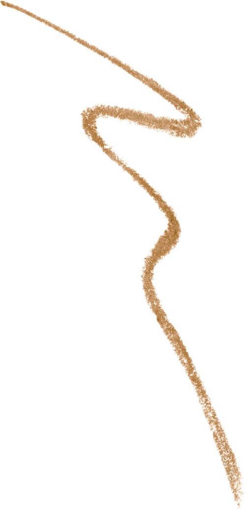 En brun, slingrande linje gjord med krita på en vertikal vit remsa. Den kurvar fram och tillbaka.