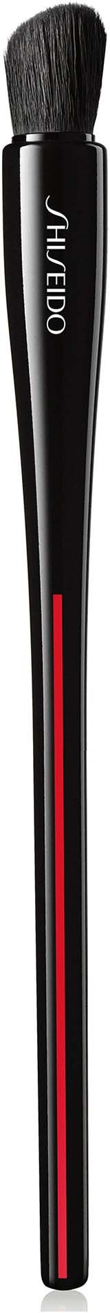 A black makeup brush with a red line and the brand name "JH NICEGO" on the handle.