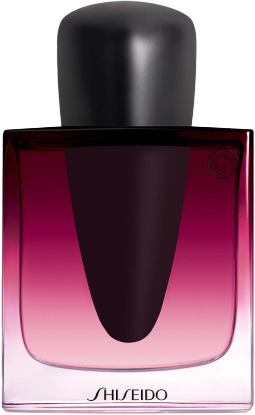 Nagellacksflaska med mörk rosa till ljus rosa gradient, svart kork. Shiseido logotyp längst ner.