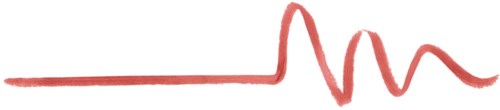 En enkel illustration med svart bakgrund, ett vitt band och en röd vågig linje som korsar bandet.