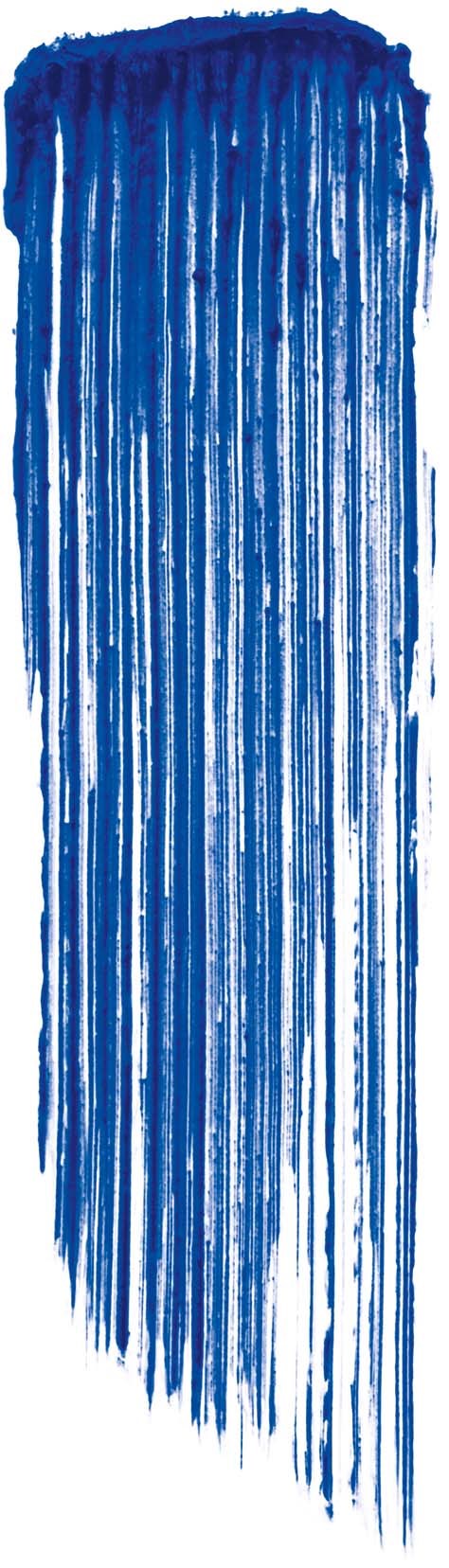 Dikke blauwe verticale verfstrepen op een witte achtergrond creëren een getextureerd, abstract patroon.