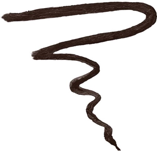 A dark brown, curly line, gradually narrowing at the bottom, resembling a lightning bolt or a stylized squiggle.