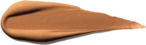 En strykning av beige flytande med spetsigt slut och rundad topp, på vit bakgrund.