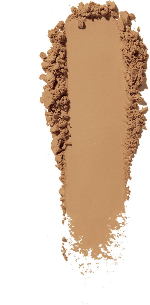 Beige jauhoinen pulveri levitetty pitkän muotoisena valkoiselle taustalle.