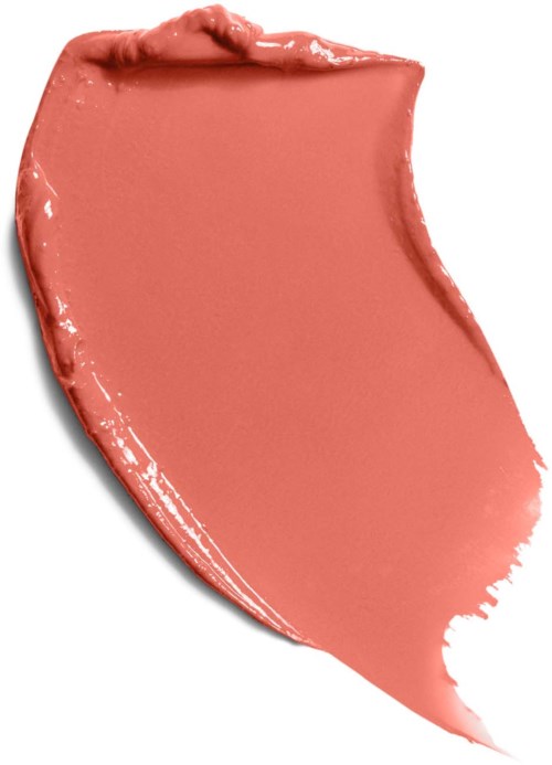 A broad, curved smear of soft pinkish-beige makeup or paint on a white background.