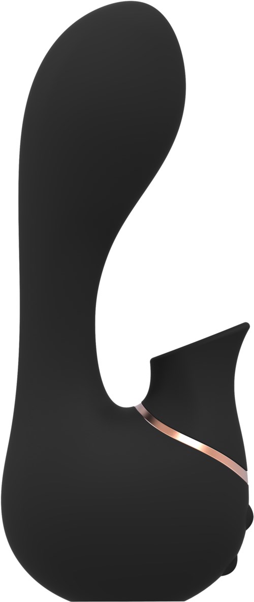 Ein schwarzer Nackenmassagegerät mit gebogener Form und rosa Lichtstreifen, passend für den Hals.
