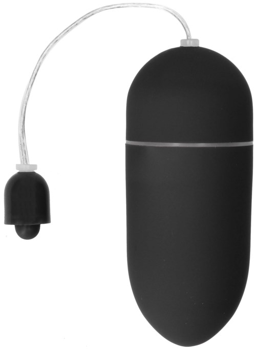 Ein schwarzes Gerät mit runder Form, verbunden mit einem kleineren schwarzen Teil durch ein flexibles Rohr.