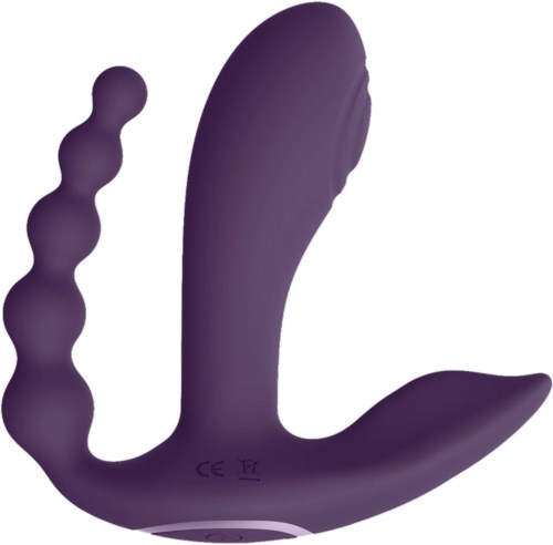 Ein lila Erwachsenen-Spielzeug mit gebogener Form und texturiertem Arm für Vergnügen.