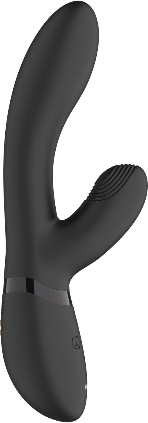 Schwarz, gebogener Erwachsenenspielzeug mit strukturierter Oberfläche, ergonomischer Griff, für Vergnügen. Batteriebetrieben und wasserdicht.