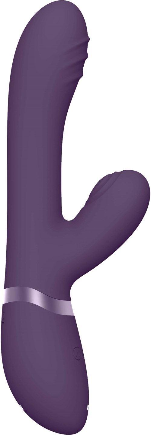 Ein lila, gebogener Gegenstand mit breiter Basis und kleiner Oberseite, ähnlich einem Massager oder Vibrator.