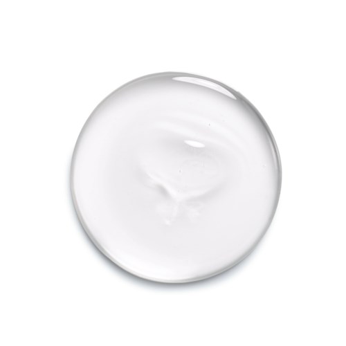 Eine klare, runde Gel mit glänzender Oberfläche und glatter Textur, möglicherweise ein Hautpflege- oder Kosmetikprodukt.