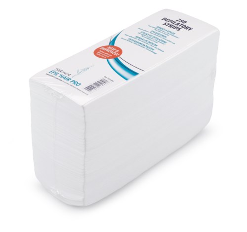 En stor box med medicinska engångsremsor med 250 remsor, används för testning. Förpackningen är vit med blå och röd text.