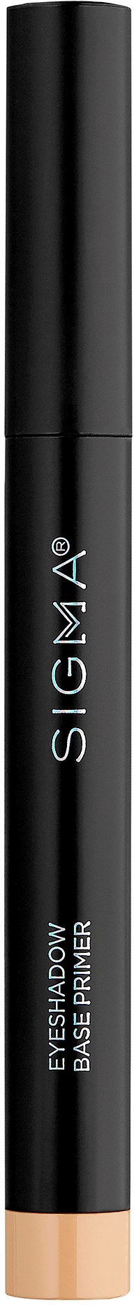 Eine schwarze stiftförmige Behälter mit der Aufschrift 'SIGMA' und 'EYESHADOW BASE PRIMER' für Make-up.