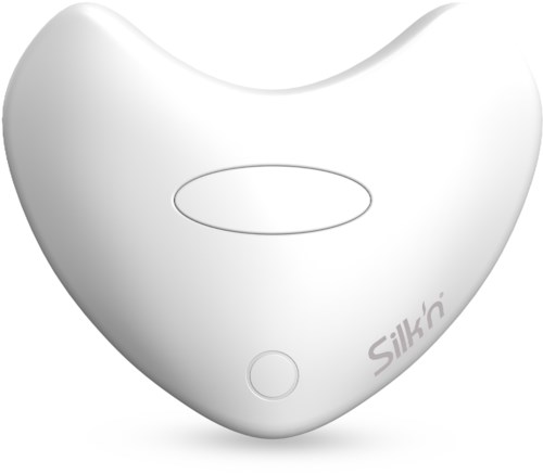 Silk'n device with a white, curved design and a small button, likely for a skincare or beauty treatment.