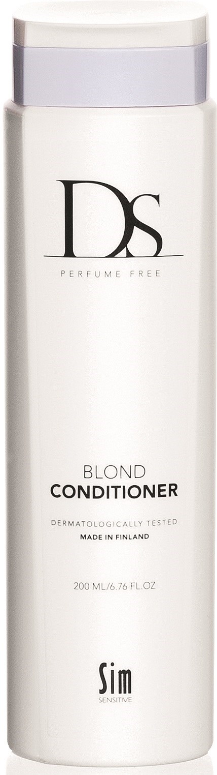 A tall white bottle labeled DS Blond Conditioner, with a grey cap and minimal text on the label.
