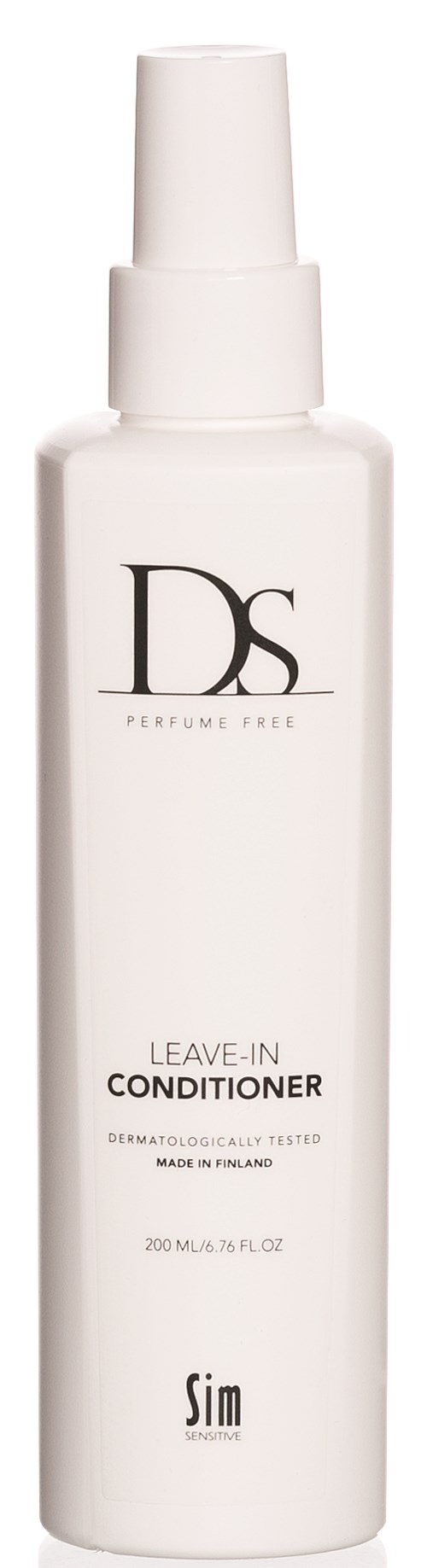 Een witte sprayfles met DS Leave-In Conditioner, 200 ml, voor haarverzorging.