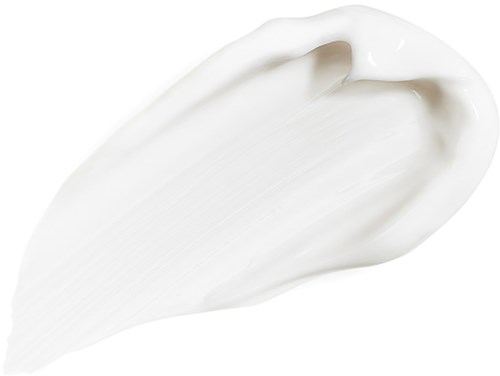 En klick vit kräm eller lotion med en slät, krämig textur och en lätt kurva.