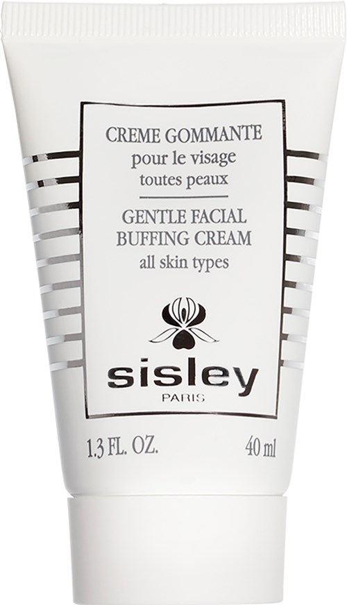 Eine weiße Tube Sisley Gesichtspeelingcreme für alle Hauttypen mit schwarzem Text und Logo.
