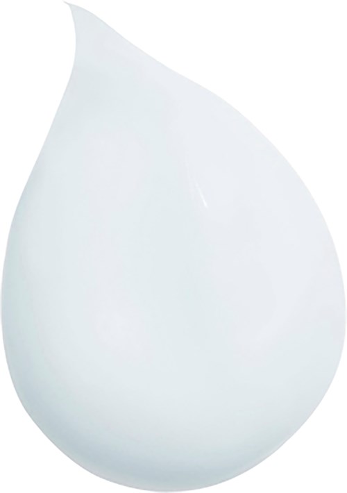 Een witte waterdruppelvorm met glad oppervlak en subtiele reflecties.