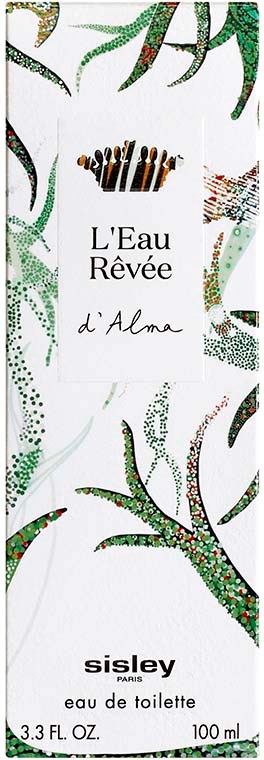 Een bloemenontwerp met groene en rode bladeren omringt een witte achtergrond met tekst over parfum.