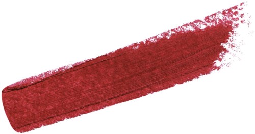 A red brush stroke on a white background, looks like paint or makeup.