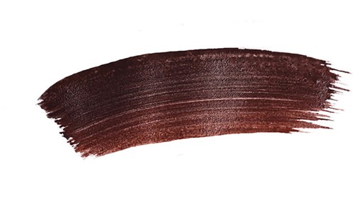 A broad, dark reddish-brown brushstroke on a white background.