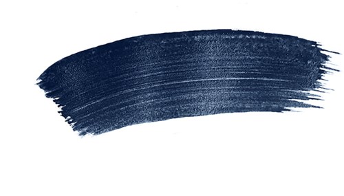 Een donkerblauwe penseelstreek op een witte achtergrond, met zwarte randen boven en onder.